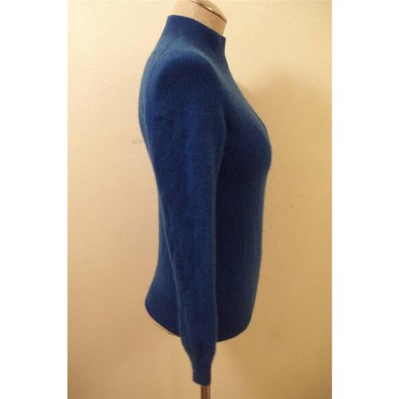PRIVE Peacock Blue 100% Cashmere Turtleneck Sweater M - Picture 2 of 4